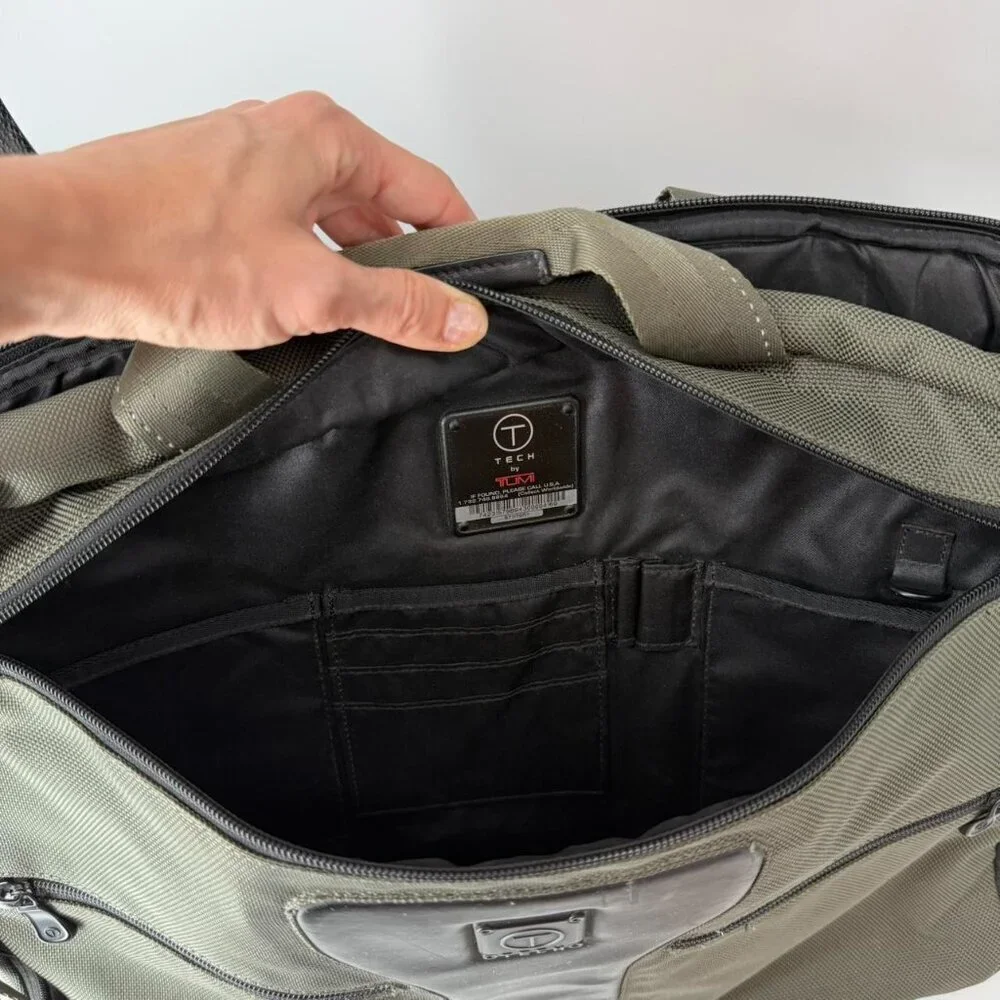 Tumi Tech Travel Olibe Green Laptop Multi Pocket Messenger Bag